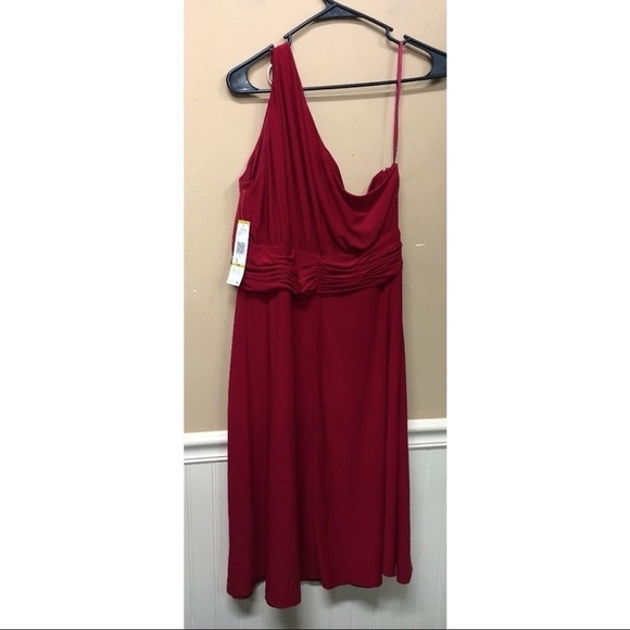 Evan Picone Party Swing Dress One Shoulder Formal Red Size 14 NWT - Picture 1 of 5